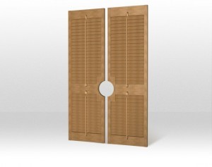 French door shutters showing cut out for handle