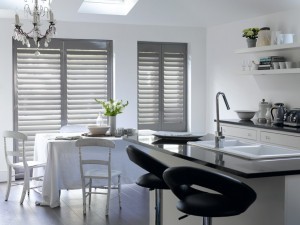 Perfect modern kitchen shutters in grey finish